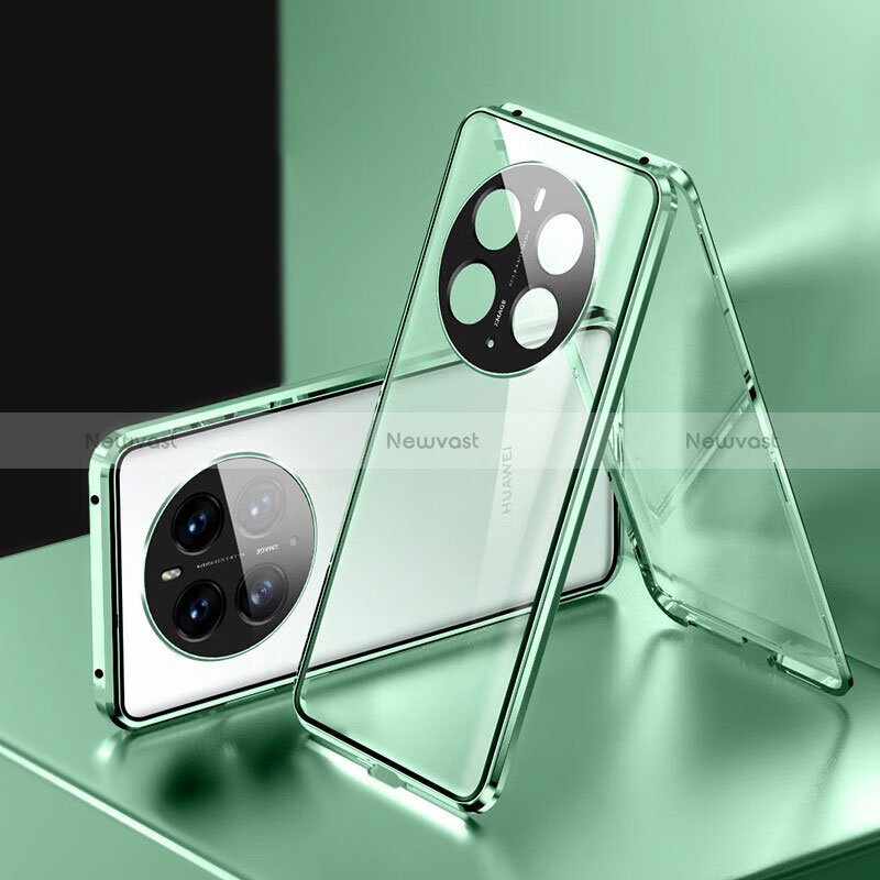 Luxury Aluminum Metal Frame Mirror Cover Case 360 Degrees for Huawei Mate 50 Green