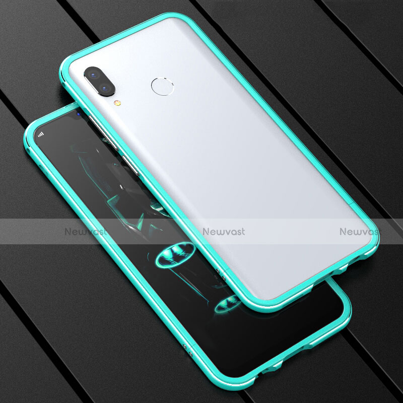 Luxury Aluminum Metal Frame Mirror Cover Case 360 Degrees for Huawei Nova 3i Cyan