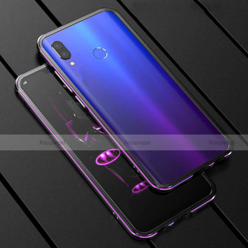 Luxury Aluminum Metal Frame Mirror Cover Case 360 Degrees for Huawei Nova 3i Purple