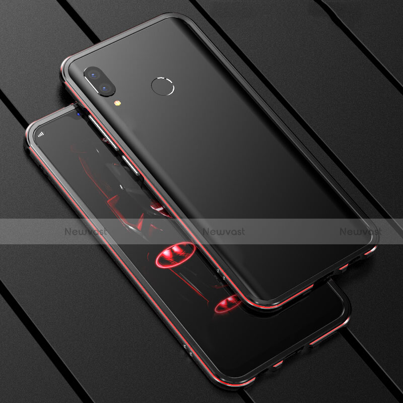 Luxury Aluminum Metal Frame Mirror Cover Case 360 Degrees for Huawei Nova 3i Red and Black