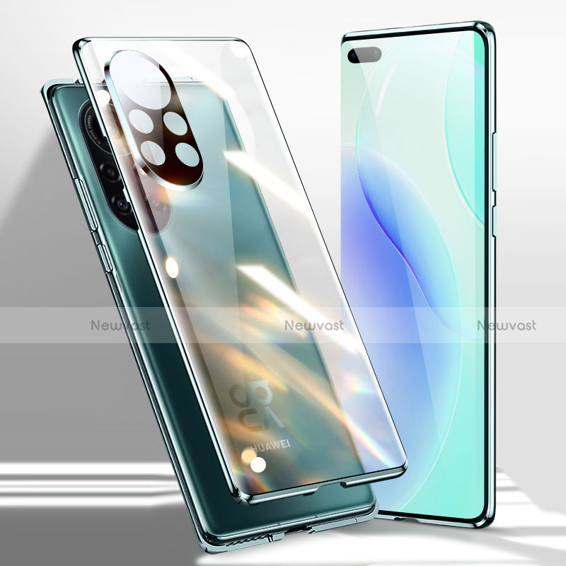 Luxury Aluminum Metal Frame Mirror Cover Case 360 Degrees for Huawei Nova 8 Pro 5G Green