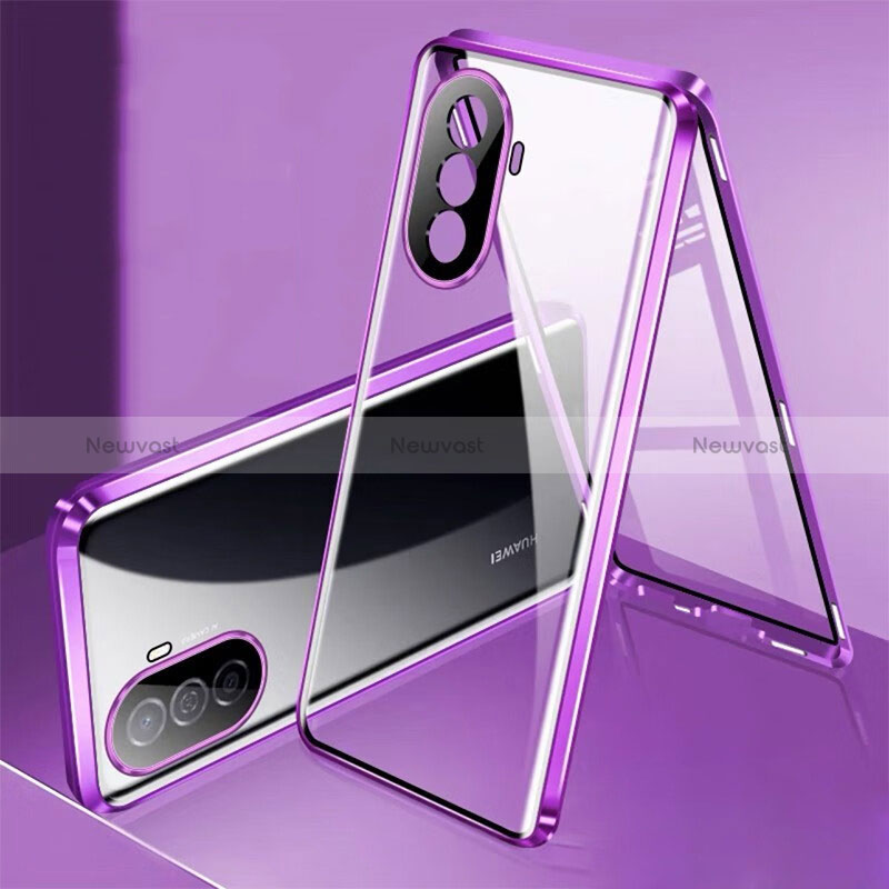 Luxury Aluminum Metal Frame Mirror Cover Case 360 Degrees for Huawei Nova Y70