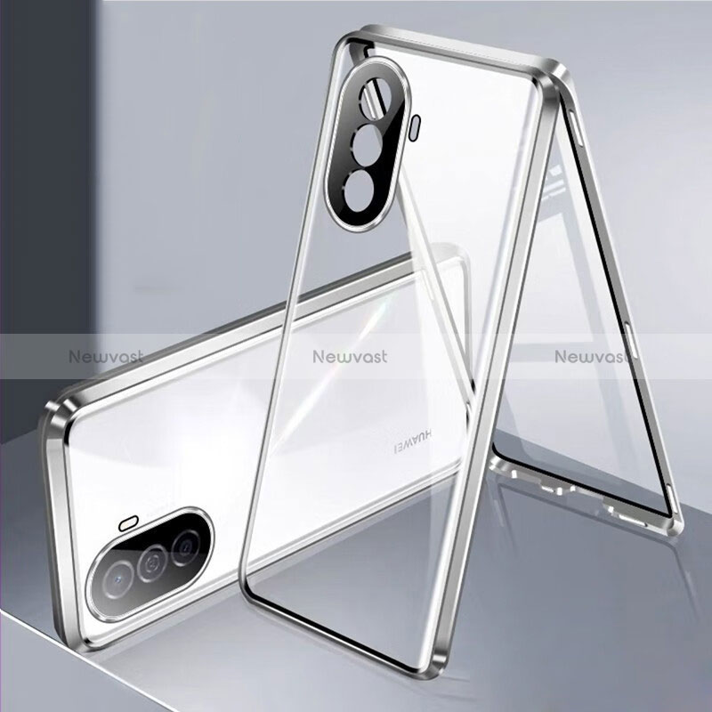 Luxury Aluminum Metal Frame Mirror Cover Case 360 Degrees for Huawei Nova Y70 Plus