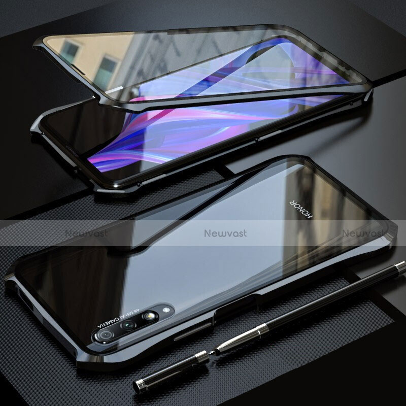 Luxury Aluminum Metal Frame Mirror Cover Case 360 Degrees for Huawei P Smart Pro (2019) Black