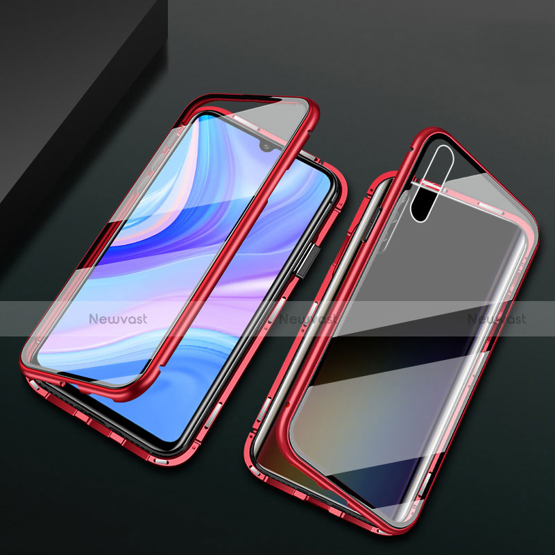 Luxury Aluminum Metal Frame Mirror Cover Case 360 Degrees for Huawei P smart S Red