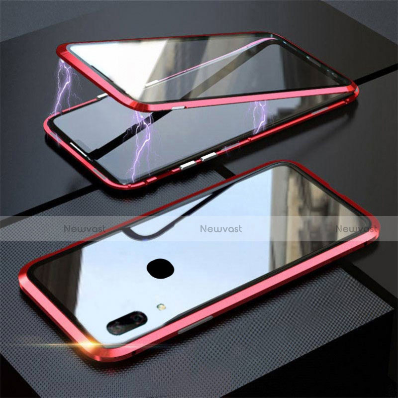 Luxury Aluminum Metal Frame Mirror Cover Case 360 Degrees for Huawei P Smart Z Red