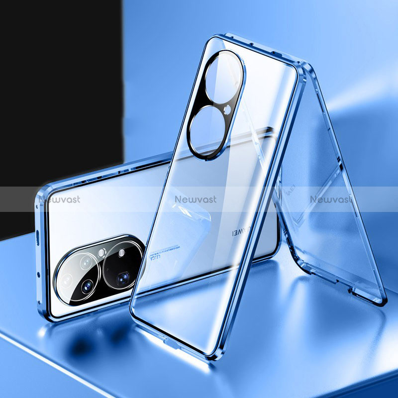 Luxury Aluminum Metal Frame Mirror Cover Case 360 Degrees for Huawei P50