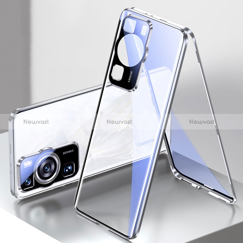 Luxury Aluminum Metal Frame Mirror Cover Case 360 Degrees for Huawei P60 Pro