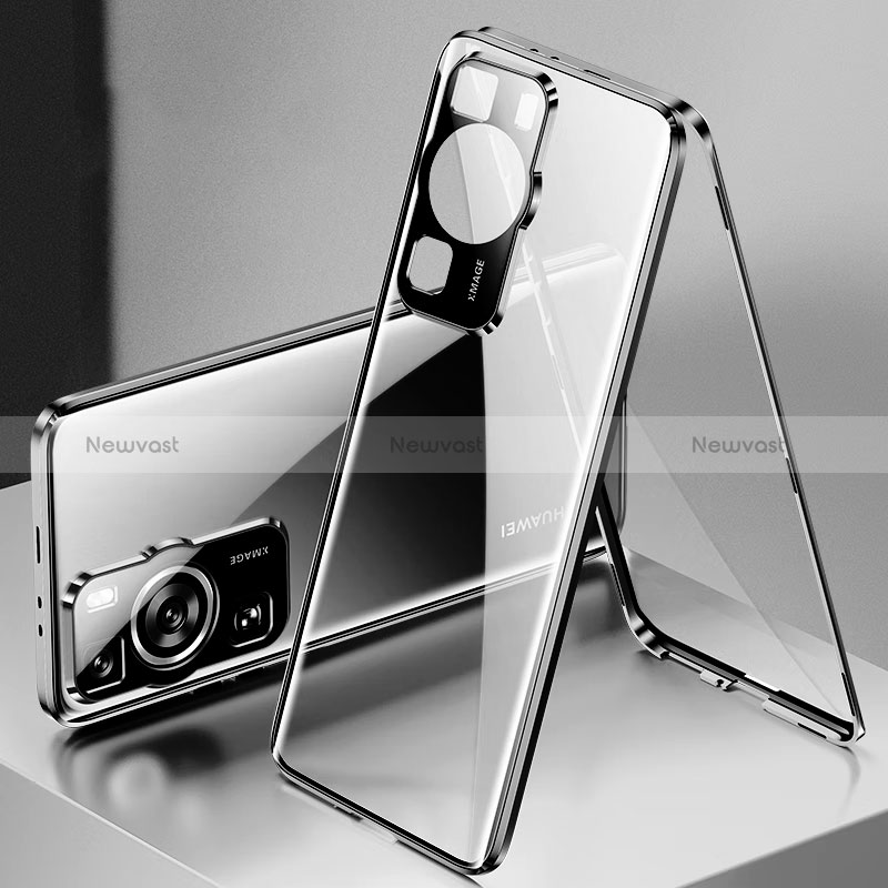 Luxury Aluminum Metal Frame Mirror Cover Case 360 Degrees for Huawei P60 Pro