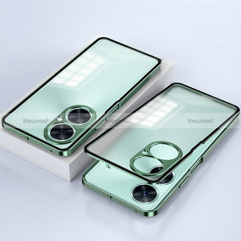 Luxury Aluminum Metal Frame Mirror Cover Case 360 Degrees for OnePlus Nord CE 3 5G Green