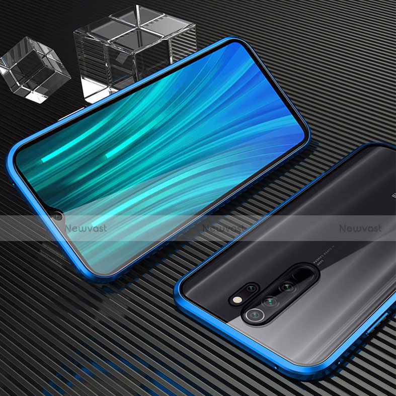 Luxury Aluminum Metal Frame Mirror Cover Case 360 Degrees for Oppo A11X Blue