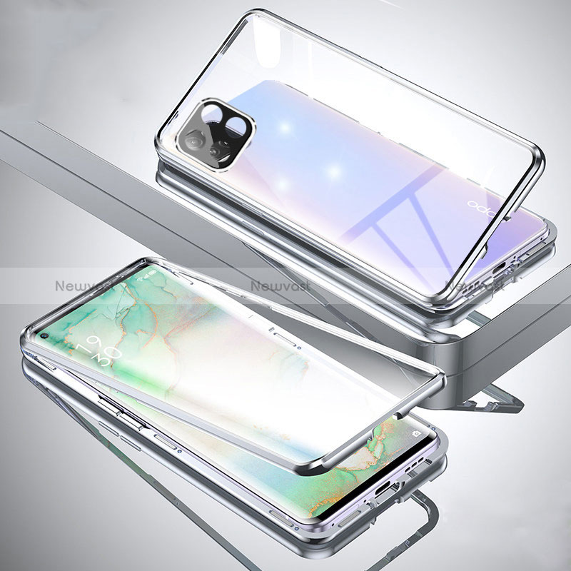 Luxury Aluminum Metal Frame Mirror Cover Case 360 Degrees for Oppo A53 5G