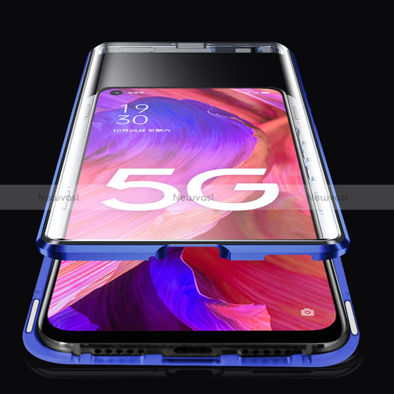 Luxury Aluminum Metal Frame Mirror Cover Case 360 Degrees for Oppo A54 5G