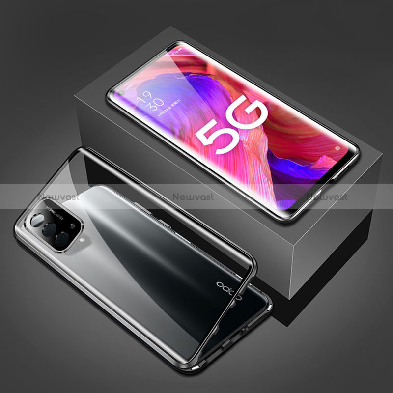 Luxury Aluminum Metal Frame Mirror Cover Case 360 Degrees for Oppo A54 5G