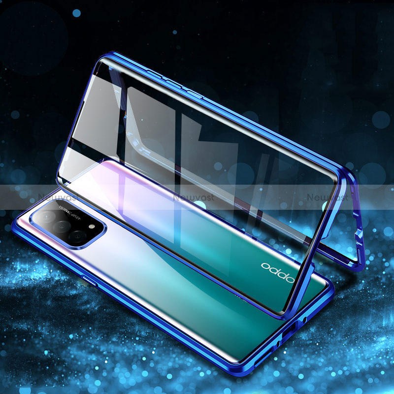 Luxury Aluminum Metal Frame Mirror Cover Case 360 Degrees for Oppo A54 5G