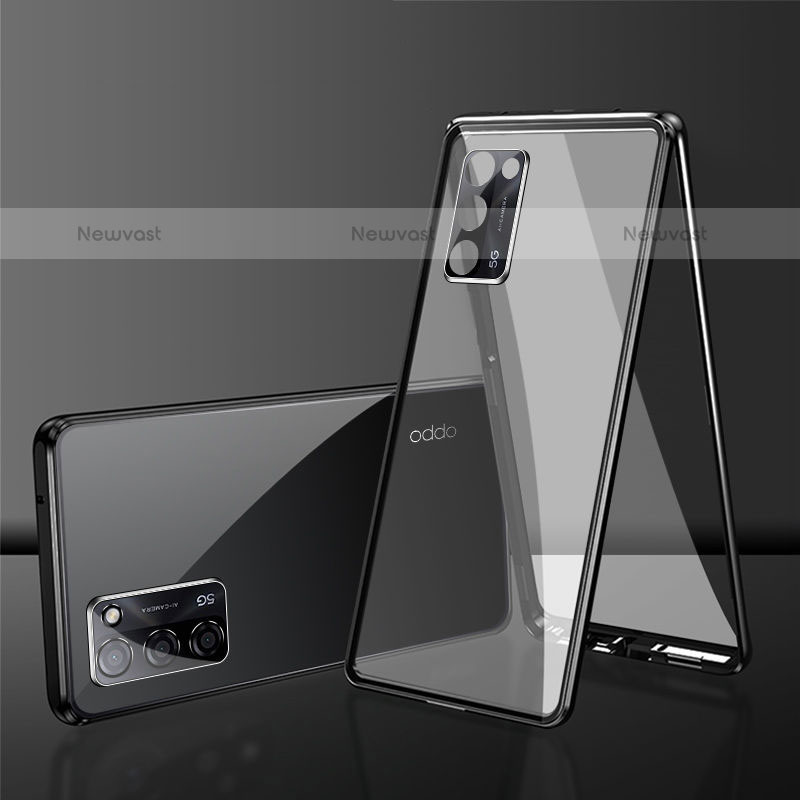 Luxury Aluminum Metal Frame Mirror Cover Case 360 Degrees for Oppo A55 5G