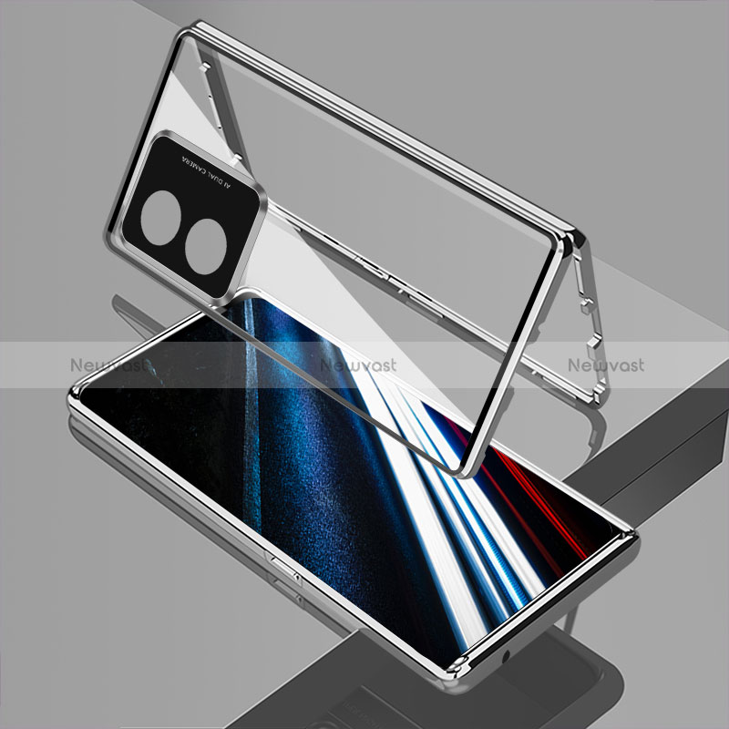 Luxury Aluminum Metal Frame Mirror Cover Case 360 Degrees for Oppo A58 4G