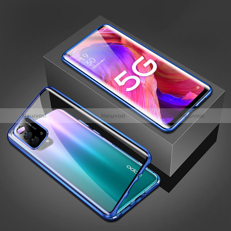 Luxury Aluminum Metal Frame Mirror Cover Case 360 Degrees for Oppo A74 5G