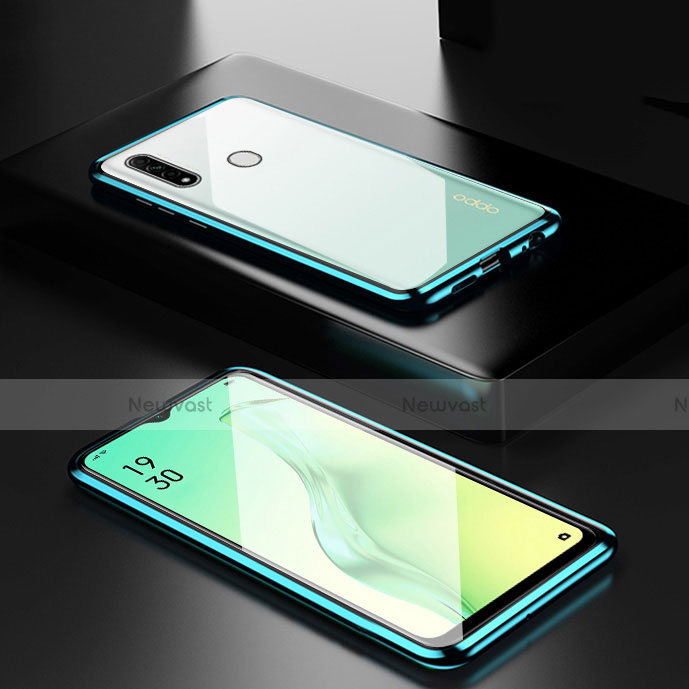 Luxury Aluminum Metal Frame Mirror Cover Case 360 Degrees for Oppo A8 Green