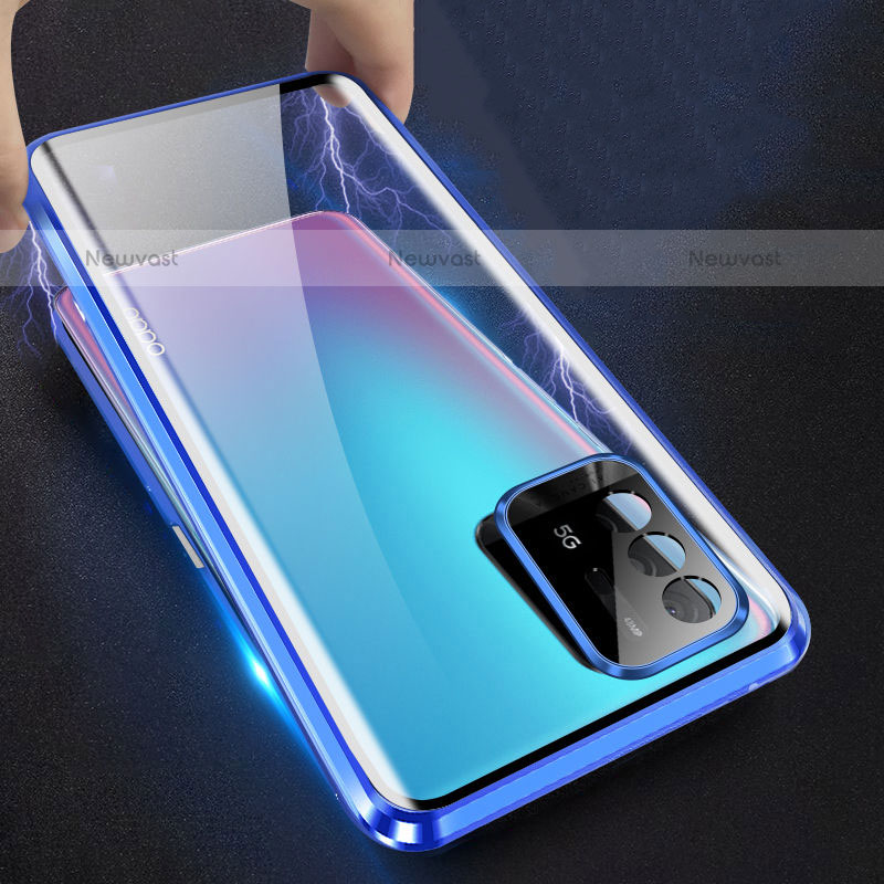 Luxury Aluminum Metal Frame Mirror Cover Case 360 Degrees for Oppo A95 5G