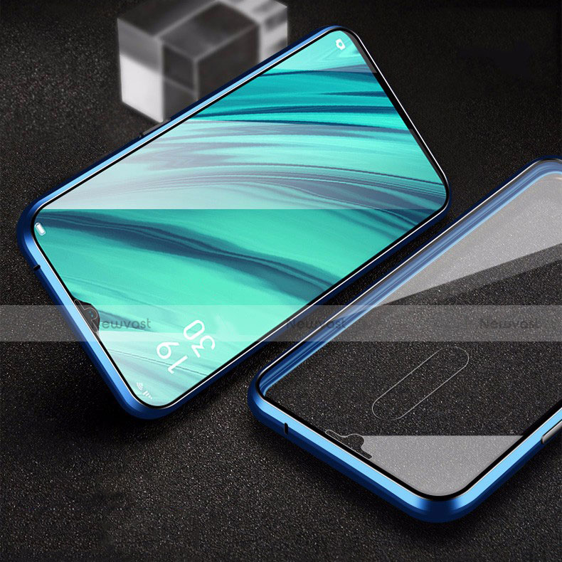 Luxury Aluminum Metal Frame Mirror Cover Case 360 Degrees for Oppo A9X Blue