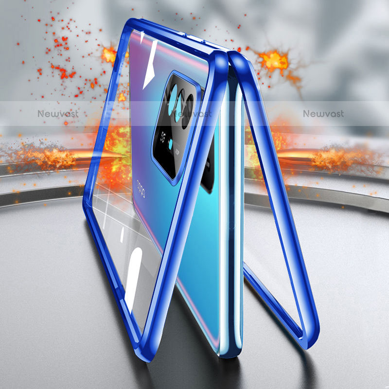 Luxury Aluminum Metal Frame Mirror Cover Case 360 Degrees for Oppo F19 Pro+ Plus 5G