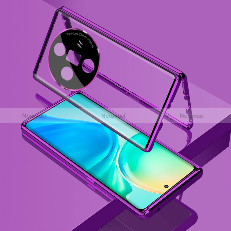 Luxury Aluminum Metal Frame Mirror Cover Case 360 Degrees for Oppo Find X7 Ultra 5G