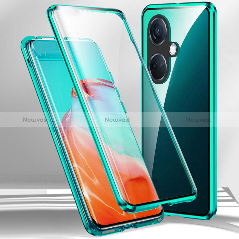 Luxury Aluminum Metal Frame Mirror Cover Case 360 Degrees for Oppo K11 5G Green