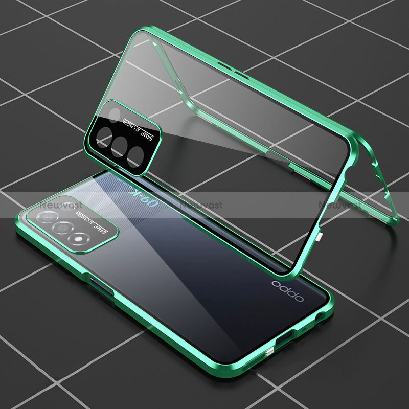 Luxury Aluminum Metal Frame Mirror Cover Case 360 Degrees for Oppo K9S 5G Green