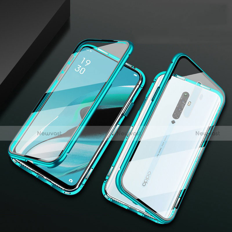 Luxury Aluminum Metal Frame Mirror Cover Case 360 Degrees for Oppo Reno2 Z Green