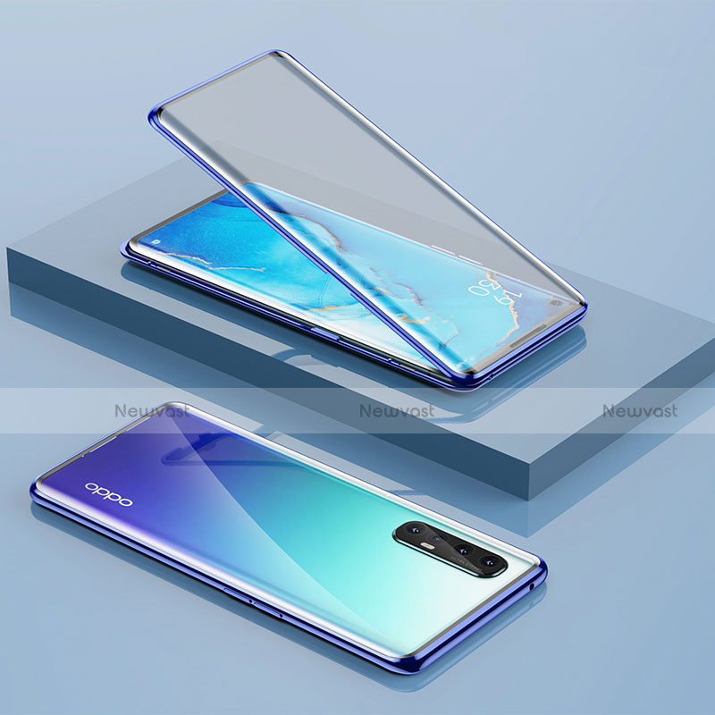 Luxury Aluminum Metal Frame Mirror Cover Case 360 Degrees for Oppo Reno3 Pro