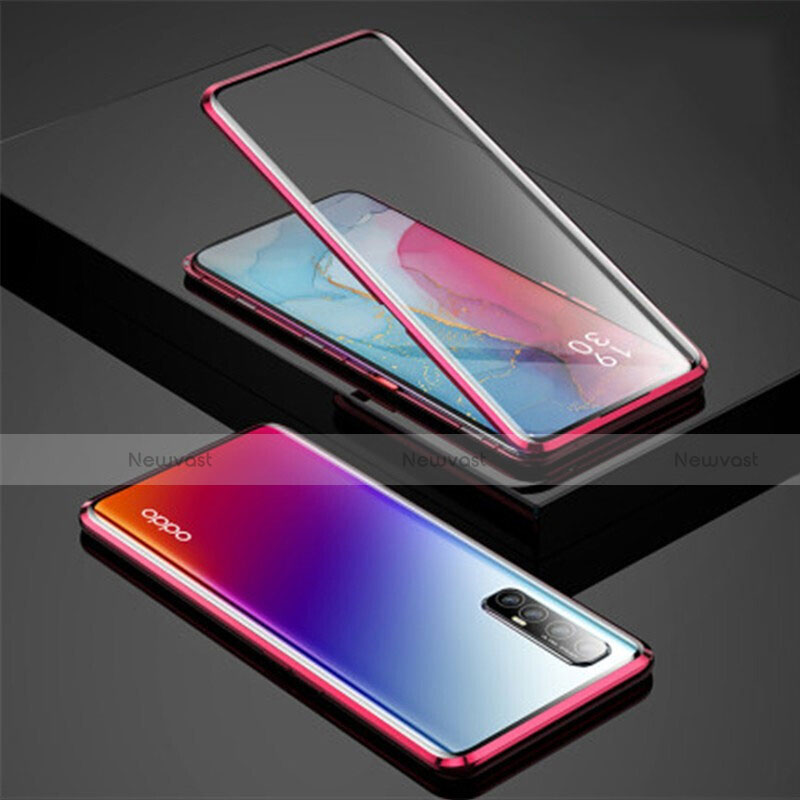 Luxury Aluminum Metal Frame Mirror Cover Case 360 Degrees for Oppo Reno3 Pro