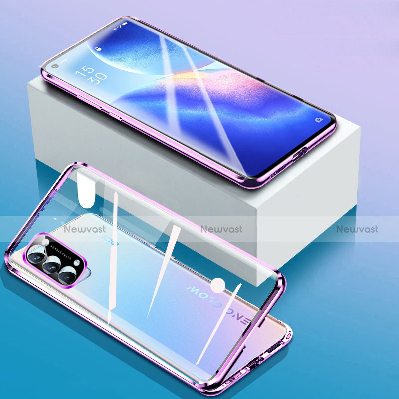 Luxury Aluminum Metal Frame Mirror Cover Case 360 Degrees for Oppo Reno5 5G