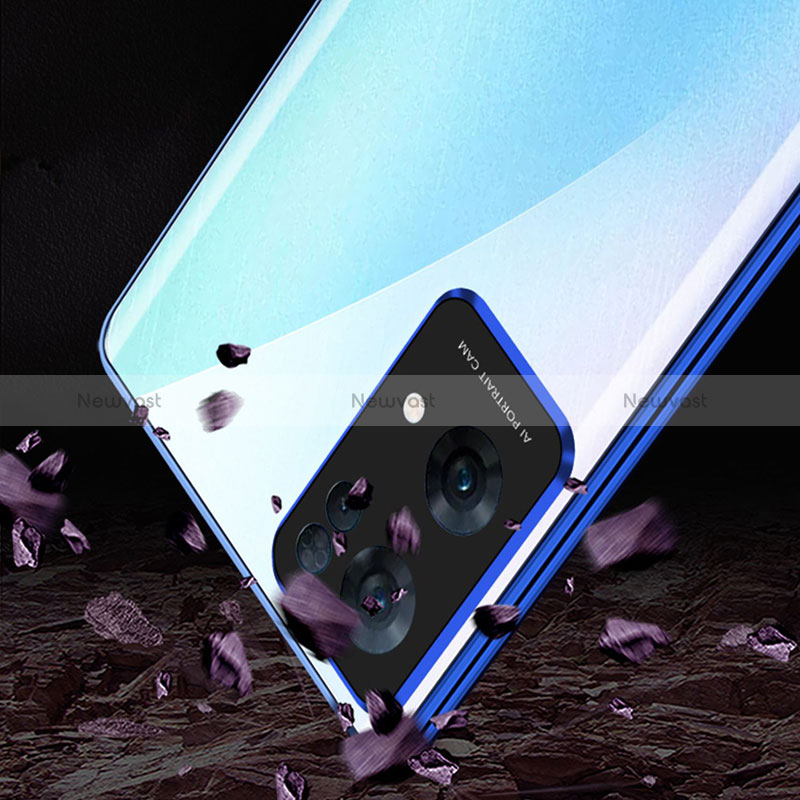 Luxury Aluminum Metal Frame Mirror Cover Case 360 Degrees for Oppo Reno7 Pro 5G