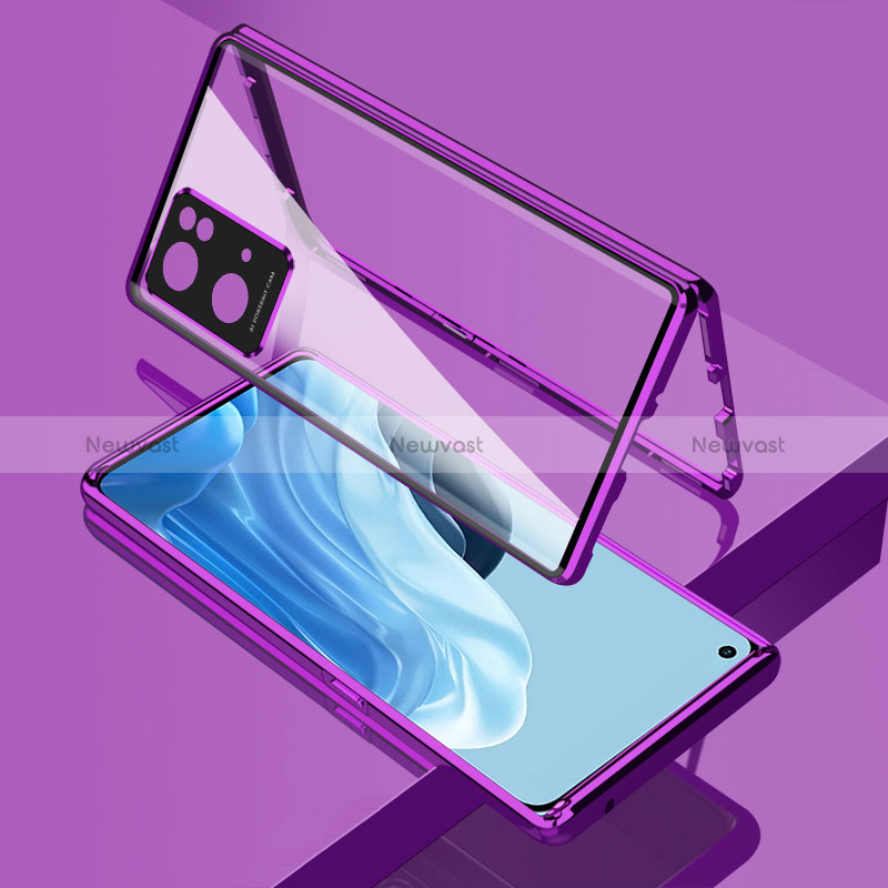 Luxury Aluminum Metal Frame Mirror Cover Case 360 Degrees for Oppo Reno7 Pro 5G