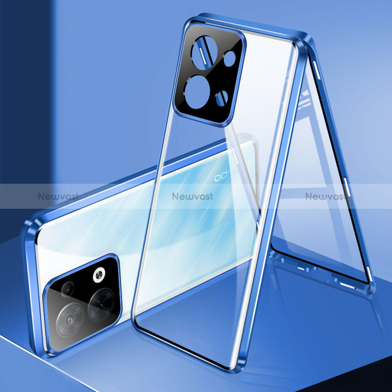 Luxury Aluminum Metal Frame Mirror Cover Case 360 Degrees for Oppo Reno9 Pro 5G