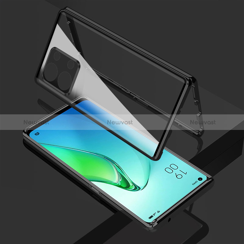 Luxury Aluminum Metal Frame Mirror Cover Case 360 Degrees for Oppo Reno9 Pro+ Plus 5G