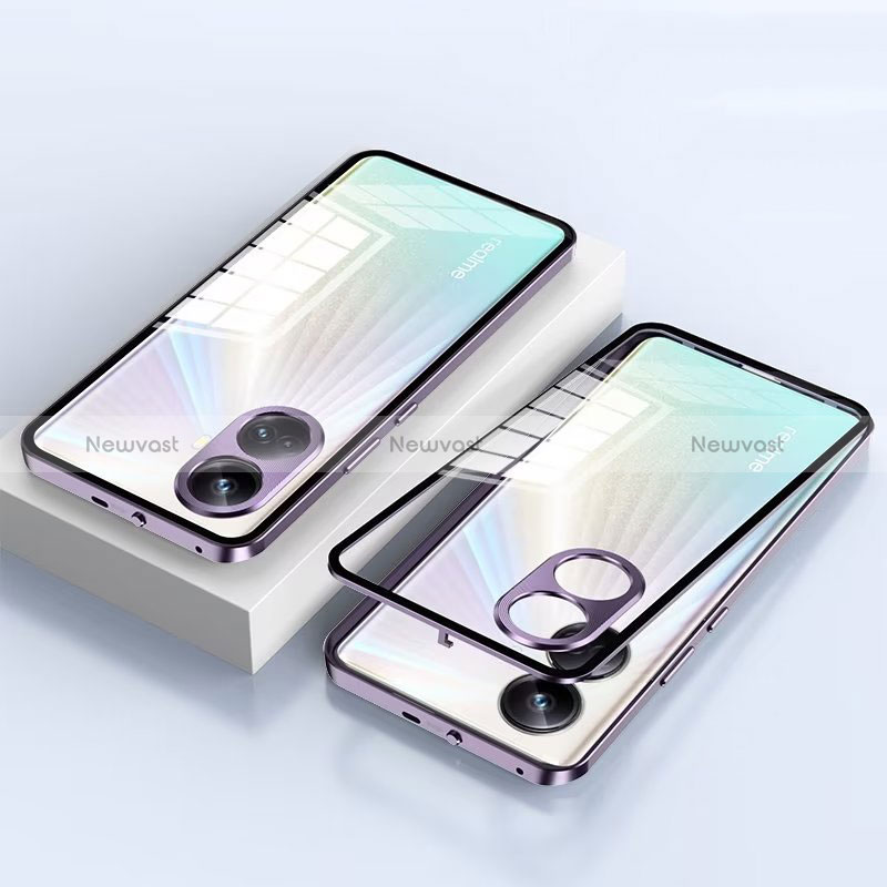 Luxury Aluminum Metal Frame Mirror Cover Case 360 Degrees for Realme 10 Pro+ Plus 5G