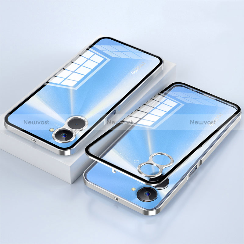 Luxury Aluminum Metal Frame Mirror Cover Case 360 Degrees for Realme 10S 5G