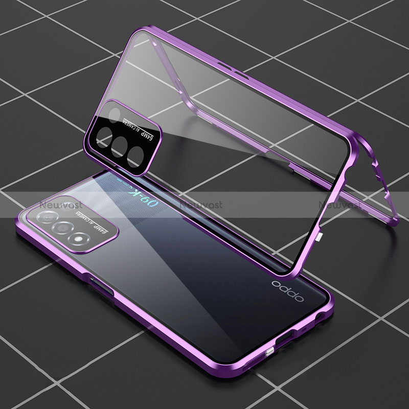 Luxury Aluminum Metal Frame Mirror Cover Case 360 Degrees for Realme 9 SE 5G Purple