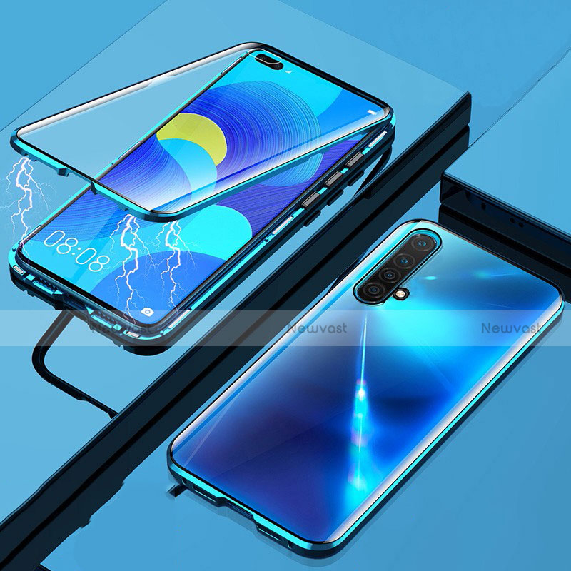 Luxury Aluminum Metal Frame Mirror Cover Case 360 Degrees for Realme X50t 5G Blue