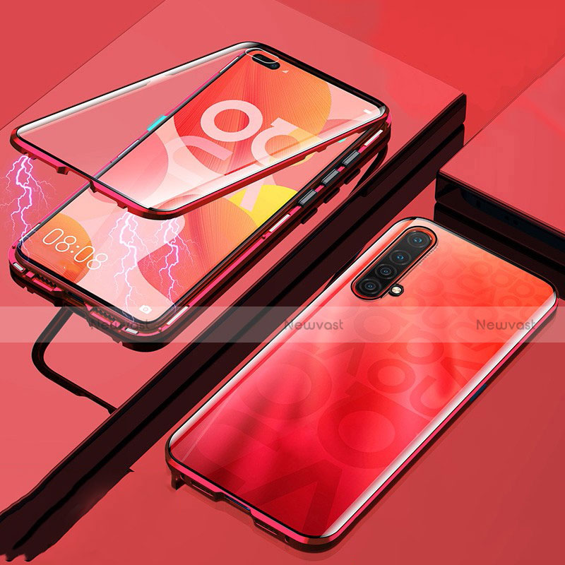 Luxury Aluminum Metal Frame Mirror Cover Case 360 Degrees for Realme X50t 5G Red