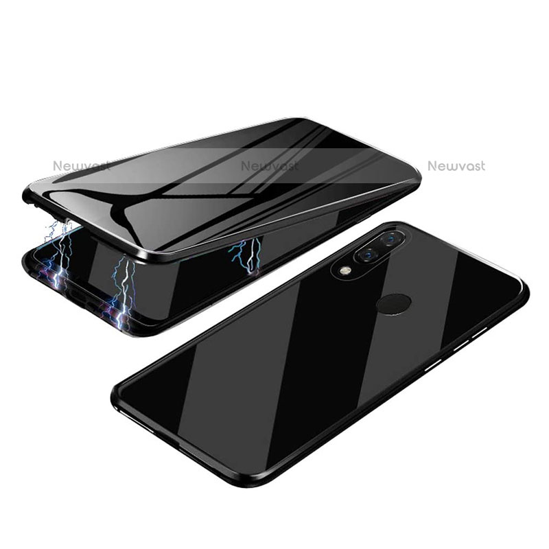 Luxury Aluminum Metal Frame Mirror Cover Case 360 Degrees for Samsung Galaxy A20 Black