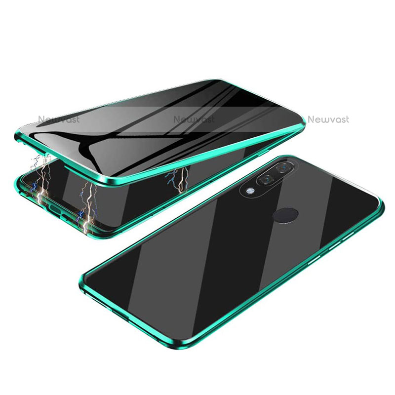 Luxury Aluminum Metal Frame Mirror Cover Case 360 Degrees for Samsung Galaxy A20 Green