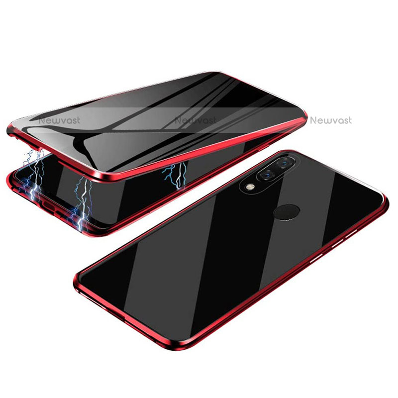 Luxury Aluminum Metal Frame Mirror Cover Case 360 Degrees for Samsung Galaxy A20 Red