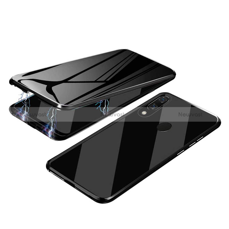 Luxury Aluminum Metal Frame Mirror Cover Case 360 Degrees for Samsung Galaxy A30 Black