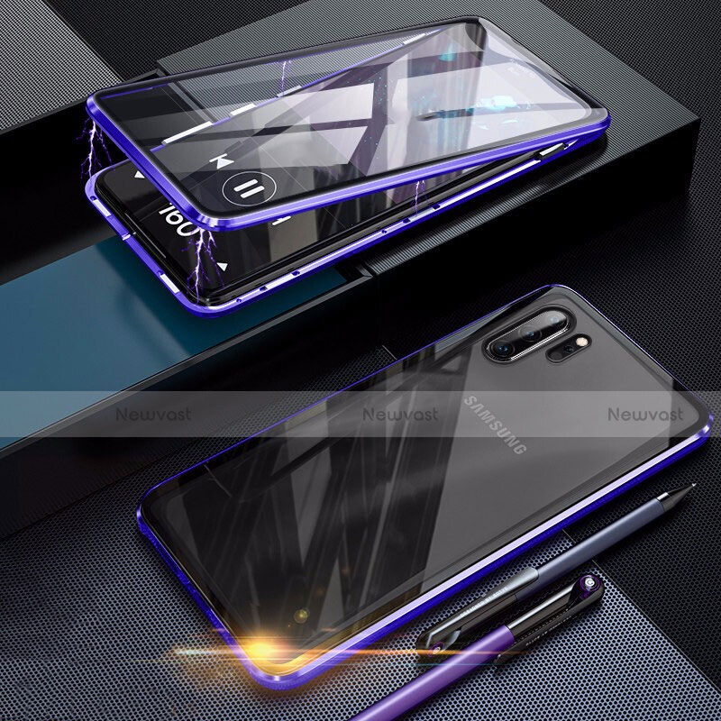 Luxury Aluminum Metal Frame Mirror Cover Case 360 Degrees for Samsung Galaxy Note 10 Plus 5G Purple