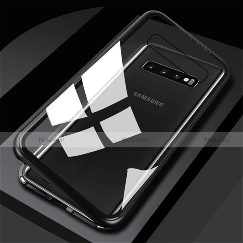 Luxury Aluminum Metal Frame Mirror Cover Case 360 Degrees for Samsung Galaxy S10 Plus Black