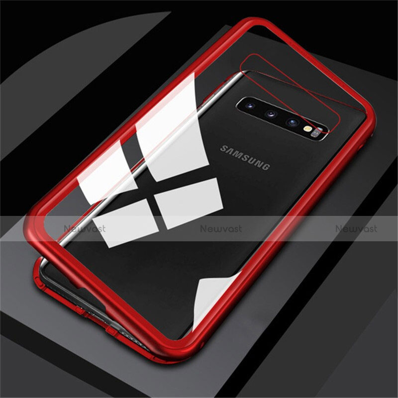 Luxury Aluminum Metal Frame Mirror Cover Case 360 Degrees for Samsung Galaxy S10 Plus Red