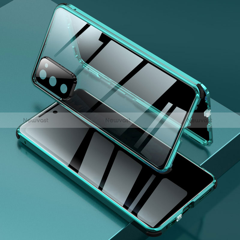 Luxury Aluminum Metal Frame Mirror Cover Case 360 Degrees for Samsung Galaxy S20 Lite 5G Green